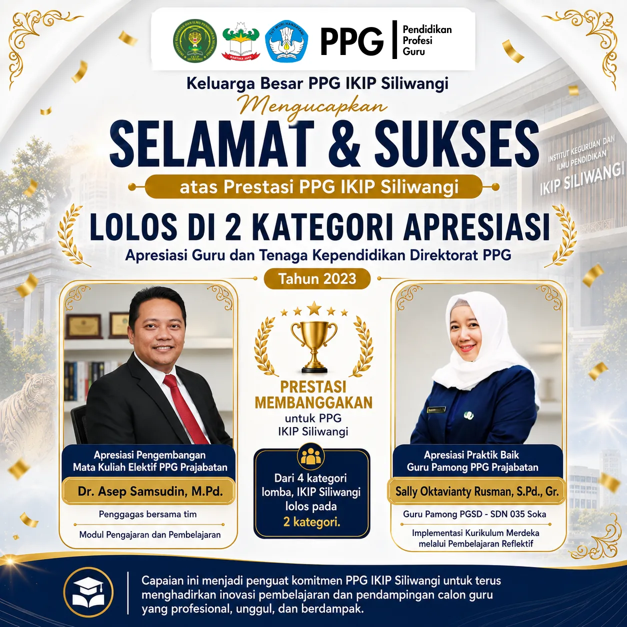 IKIP Siliwangi Lolos pada Dua Kategori Apresiasi Guru dan Tenaga Kependidikan Direktorat PPG Tahun 2023
